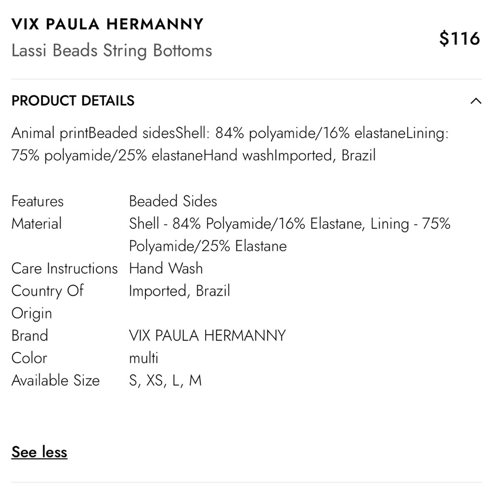 VIX PAULA HERMANNY Lassi beads string Bikini Bottom - Picture 6 of 6